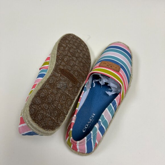 NEW Coach Striped Colorful Canvas Espadrilles Shoes Sz 6 - Picture 3 of 6